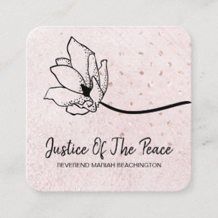 *~* Pearl Glitter Peach Rosa Line Art Flower Fyrkantigt Visitkort