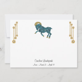 Pearl & Guld Jewels med Aries Zodiac Sign Anteckningskort