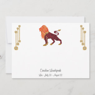 Pearl & Guld Jewels med Leo Zodiac Sign Anteckningskort