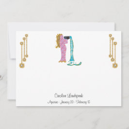 Pearl & Guld Jewels with Aquarius Zodiac Sign Anteckningskort