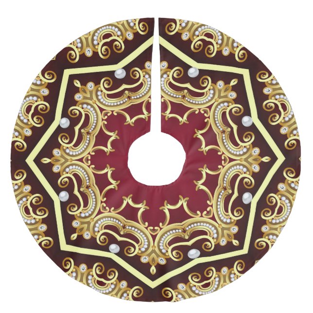 Pearl Guld Ram Illustration - bakgrund Julgransmatta Borstad Polyester (Framsidan)