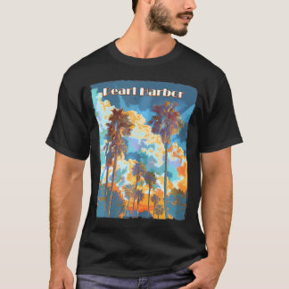 Pearl Harbour Hawaii Handflatan Träd Beach T Shirt
