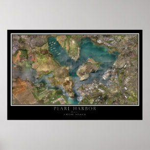 Pearl Harbour Hawaii Satellite Poster Karta