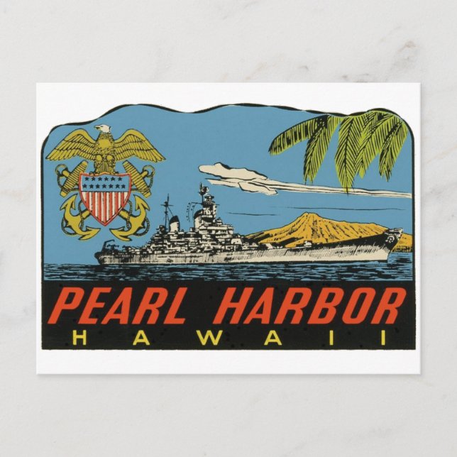 Pearl Harbour, Hawaii Vintage resor Vykort (Framsida)