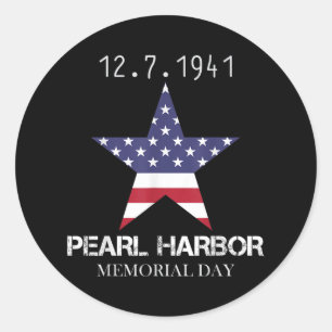 Pearl Harbour Memorial Day Vintage Runt Klistermärke