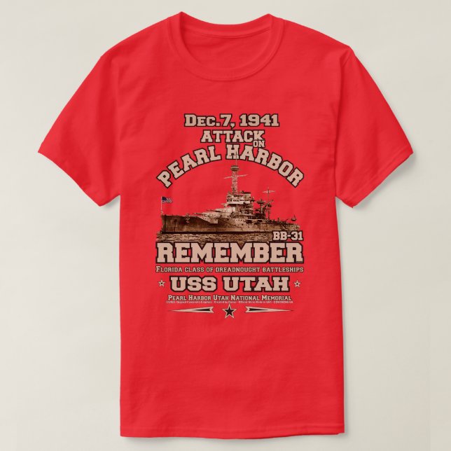 Pearl Harbour USS Utah BB31 T Shirt (Design framsida)