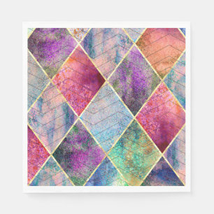 Pearl Harlequin Herringbone Trippy Hippie Rainbow Pappersservett