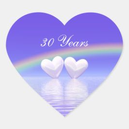 Pearl Hearts 30-årsdag Hjärtformat Klistermärke