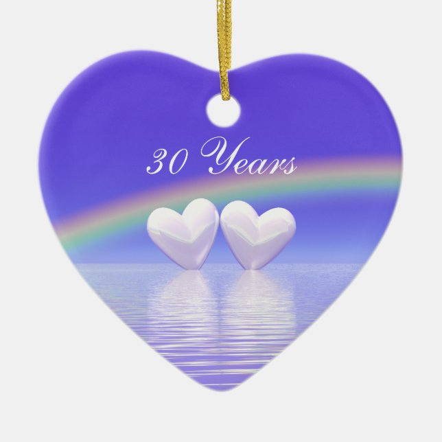 Pearl Hearts 30-årsdag Julgransprydnad Keramik (Framsidan)