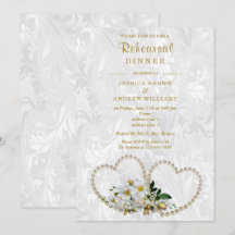 Pearl Hearts & Flowers Damask Rehearsal Dinner