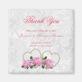 Pearl Hearts & Ro Damask Wedding Tack Magnet