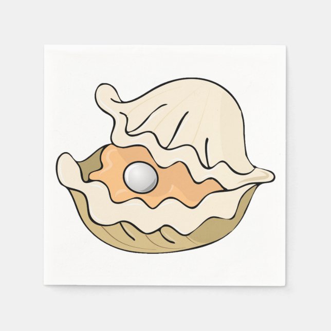 Pearl in an Oyster Papper Napkins Pappersservett (Framsidan)