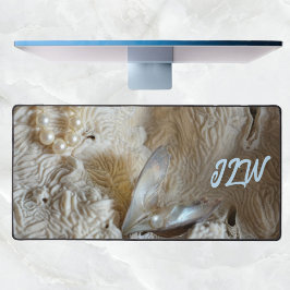 Pearl in Oyster and Natural Sea Coral Photographic