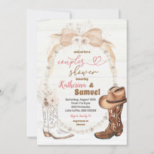 Pearl Ivory Beige CowboyBoots Par Shower Inbjudningar
