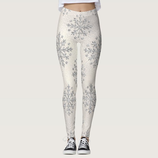 Pearl jul Silver Snöflingor Pearl Leggings (Framsida)