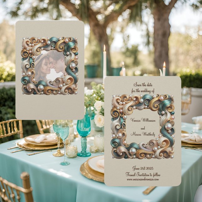 Pearl Kusten Elegance Formal Save the Date Card (Skapare uppladdad)