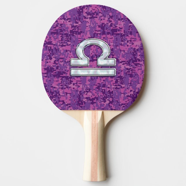 Pearl Libra Zodiac-tecken på Fuchsia Digital Camo Pingisracket (Framsidan)