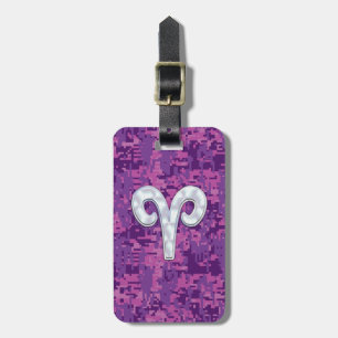 Pearl like Aries Symbol på Rosa Digital Camo Bagagebricka