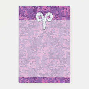 Pearl like Aries Symbol på Rosa Digital Camo Post-it Block