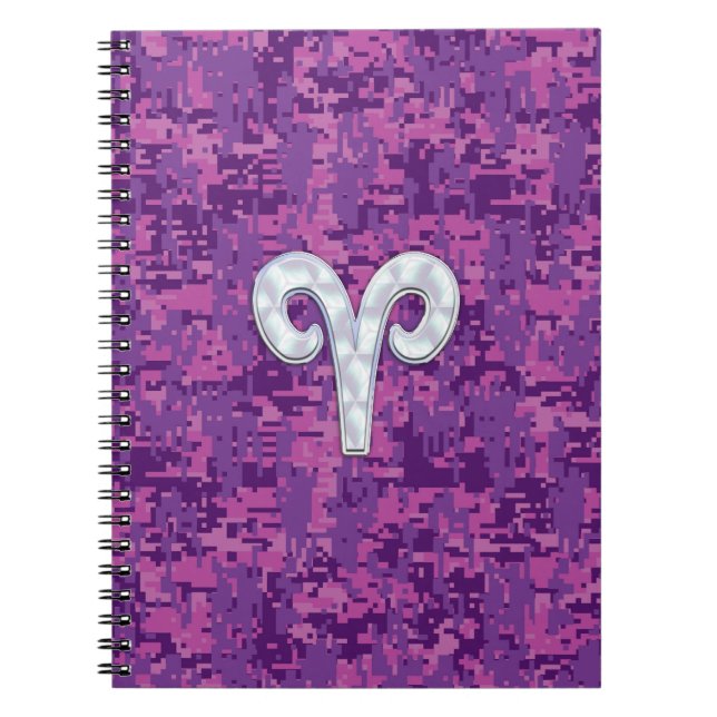 Pearl like Aries Zodiac Sign on Digital Camo Anteckningsbok (Framsidan)