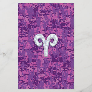 Pearl like Aries Zodiac Sign on Digital Camo Flygblad