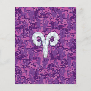 Pearl like Aries Zodiac Sign on Digital Camo Flygblad