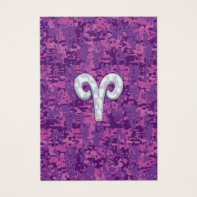 Pearl like Aries Zodiac Sign on Digital Camo Visitkort (Framsidan)