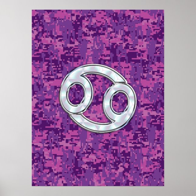 Pearl like Cancer Zodiac Sign on Digital Camo Poster (Framsidan)