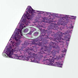Pearl like Cancer Zodiac Sign on Digital Camo Presentpapper