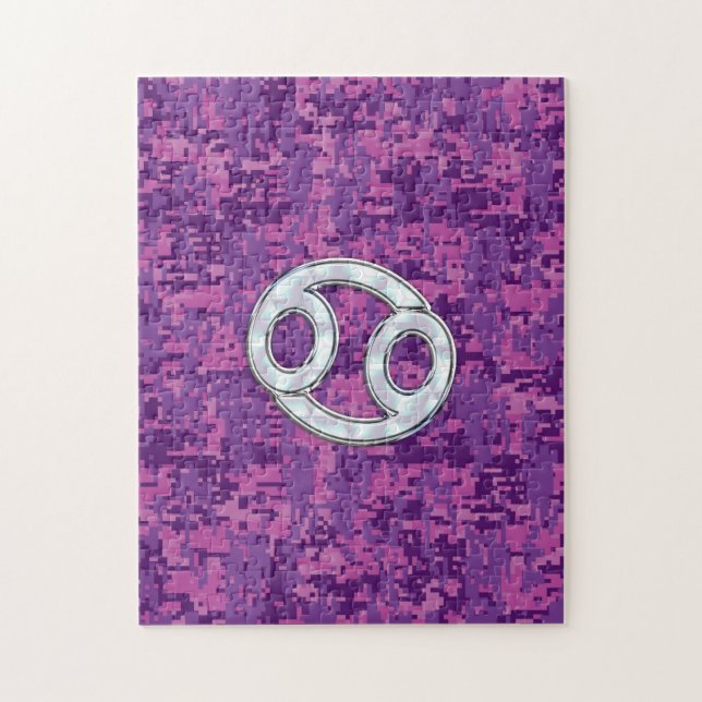 Pearl like Cancer Zodiac Sign on Digital Camo Pussel (Vertikal)