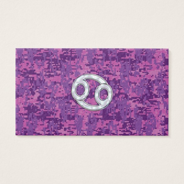 Pearl like Cancer Zodiac Sign on Digital Camo Visitkort (Framsidan)