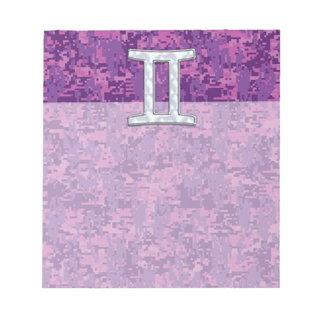 Pearl like Gemini Zodiac Sign on Digital Camo Anteckningsblock (Framsida)