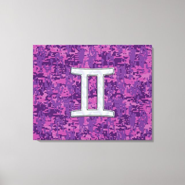 Pearl like Gemini Zodiac Sign on Digital Camo Canvastryck (Framsida)