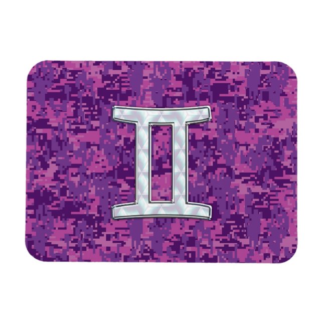 Pearl like Gemini Zodiac Sign on Digital Camo Magnet (Horisontell)