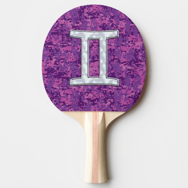 Pearl like Gemini Zodiac Sign on Digital Camo Pingisracket (Framsidan)