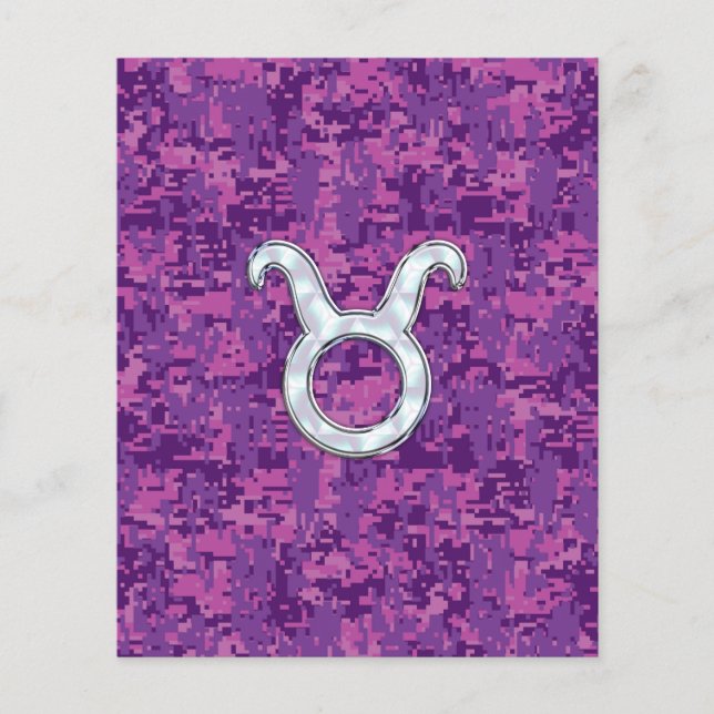 Pearl like Taurus Zodiac Sign on Rosa Digital Camo Flygblad (Framsidan)