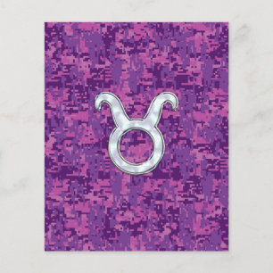 Pearl like Taurus Zodiac Sign on Rosa Digital Camo Flygblad
