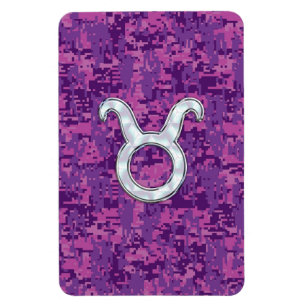 Pearl like Taurus Zodiac Sign on Rosa Digital Camo Magnet