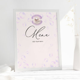 Pearl Lila Bubbles Menu Baby Shower Poster