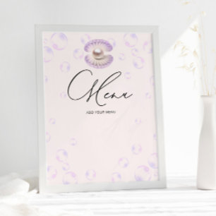 Pearl Lila Bubbles Menu Baby Shower Poster
