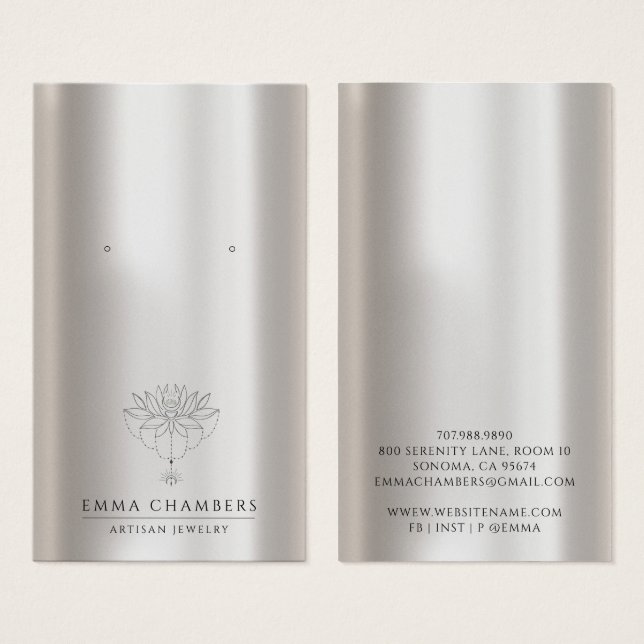 Pearl Lotus Flower Earring Jewelry Visning Cards Visitkort (Framsida & baksida)