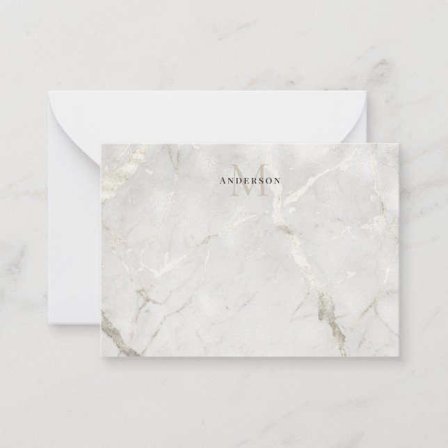Pearl Marble Masculine dubbla monogram Anteckningskort (Framsida)
