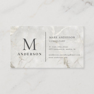 Pearl Marble Masculine Dubbla Monogram Business Ca Visitkort