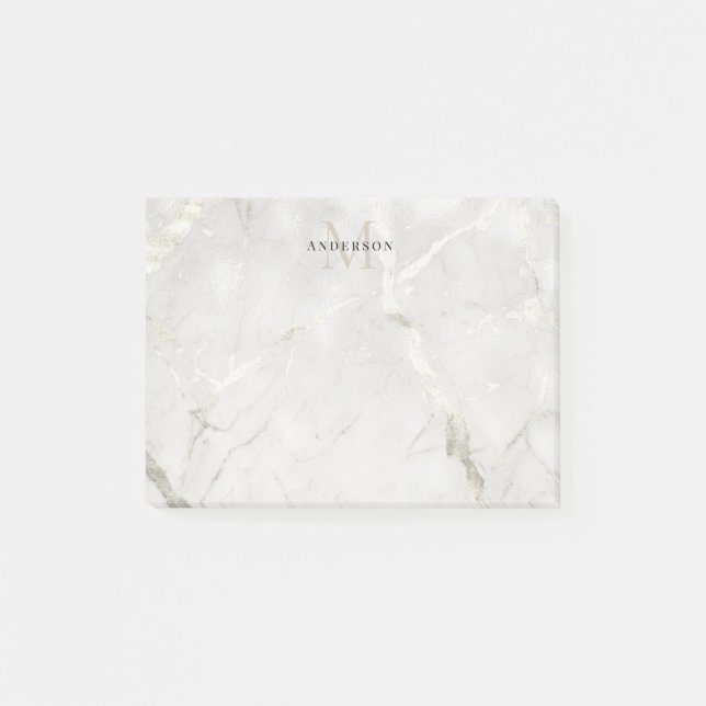 Pearl Marble Masculine dubbla monogram Post-it Block (Framsida)