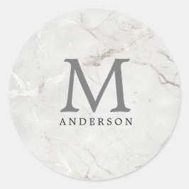 Pearl marble masculine dubbla monogram runt klistermärke