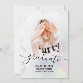 Pearl nacre marble student fotoblock studenten inbjudningar