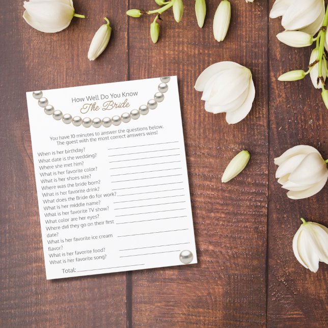 Pearl necklace Hur väl känner du till Bride-spelet (Skapare uppladdad)