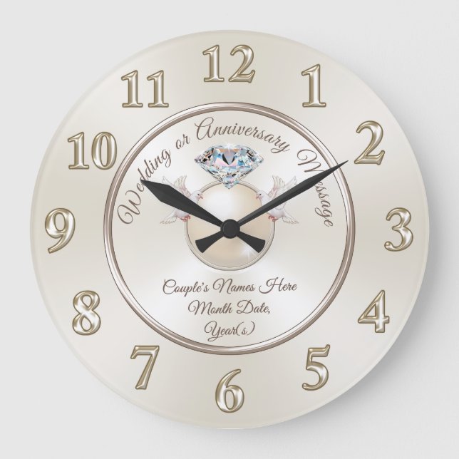 Pearl och Diamond Ring 60-årsjubileum Clock Stor Klocka (Framsida)