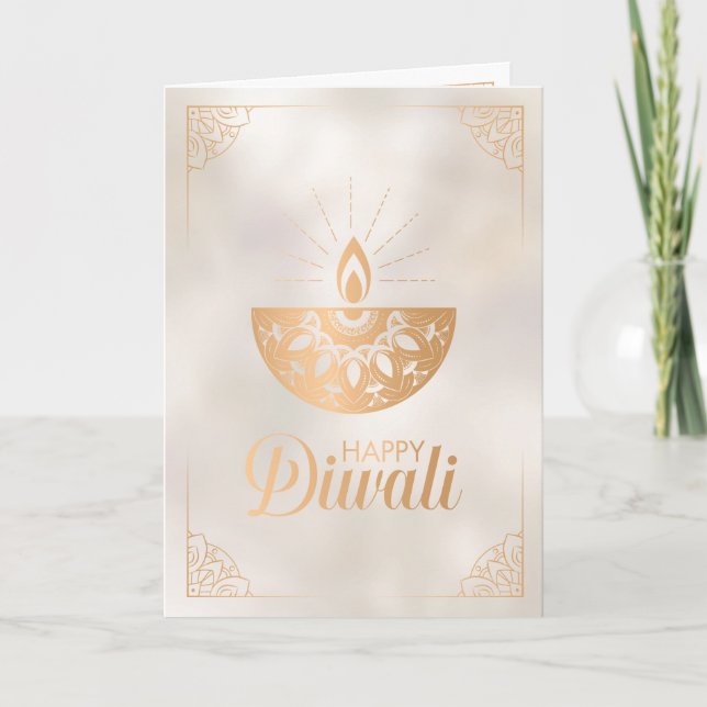 Pearl och guld, prydnadsföremål Lycklig Diwali Kort (Framsida)