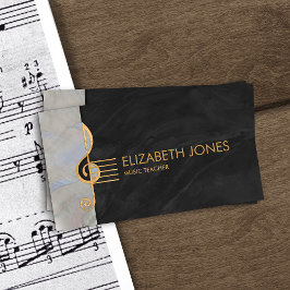 Pearl och guld Treble Clef Ornament Visitkort